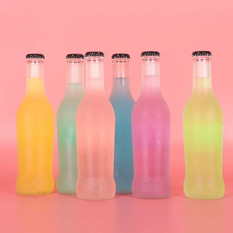 鸡尾酒空瓶子蒙砂玻璃果酒瓶批发分装玻璃果汁饮料瓶冰酒瓶现货