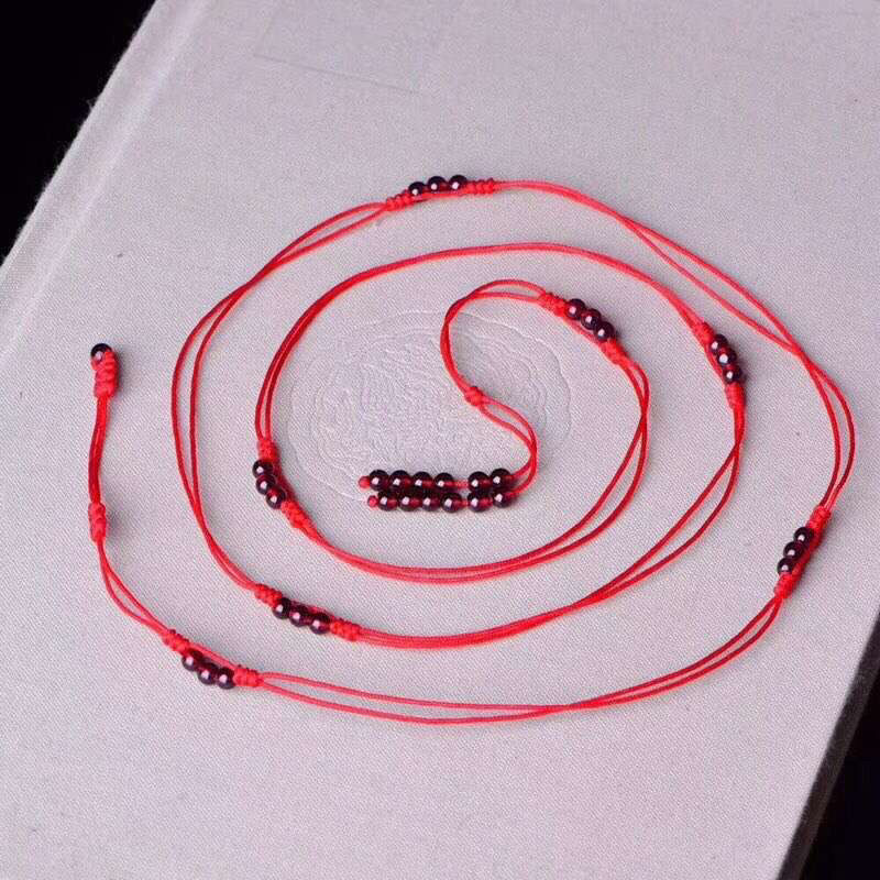 本命年红绳腰链天然石榴石腰链开运转运红腰带男女款细款情侣