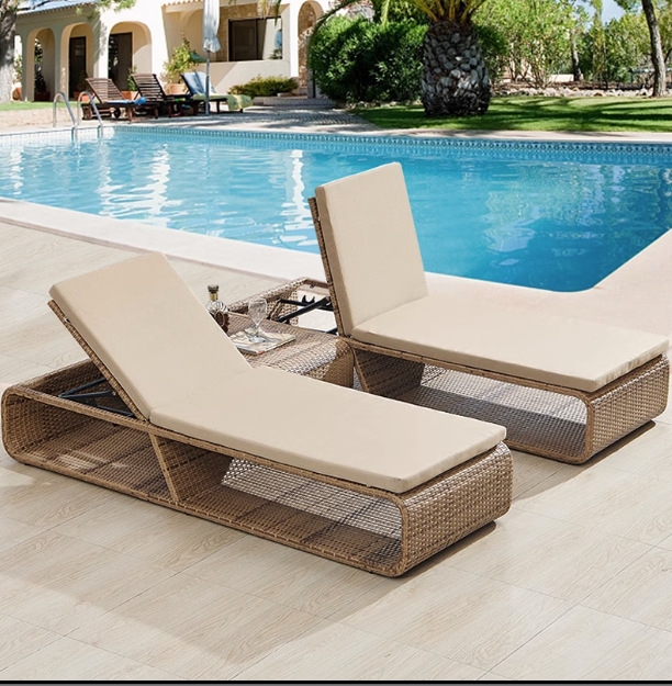 Outdoor Lounge Swimming Pool Deck Chair Seaside Leisure Beach Chair Terrace Leisure Chair Villa Balcony Outdoor Wicker Lounger