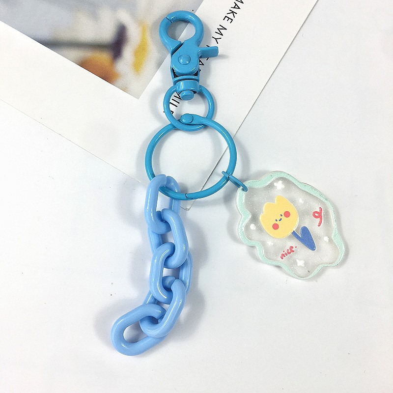 DIY Acrylic Chain Embossed Printed Keychain Pendant Opening Ring Buckle Purse Accessories Phone Case Decoration