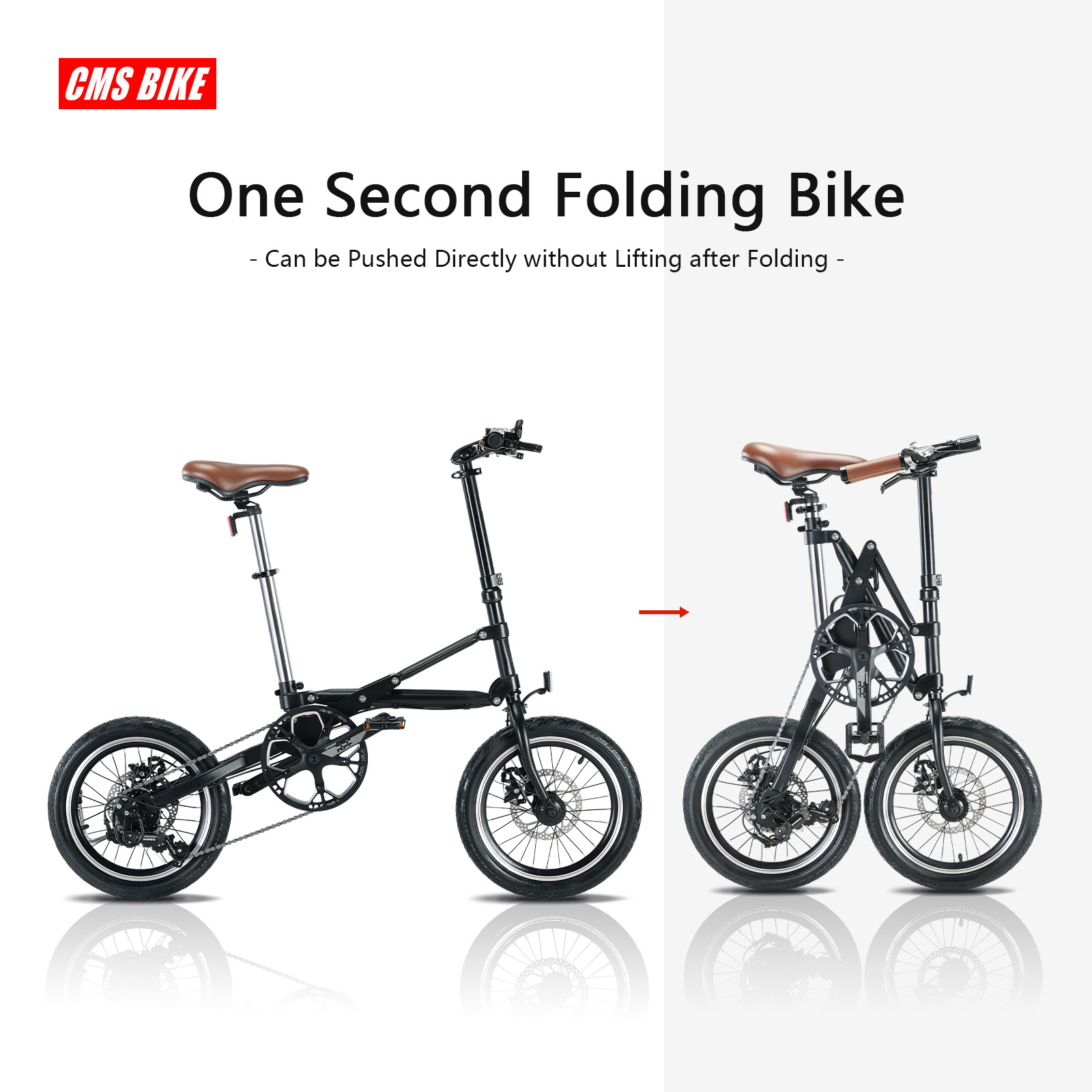 跨境出口日本超轻折叠自行车16寸一秒折叠男女通用变速自行车