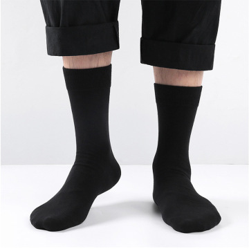 男袜春秋款纯棉中筒袜厚男士长筒纯黑色袜子高筒棉袜春季特价批发