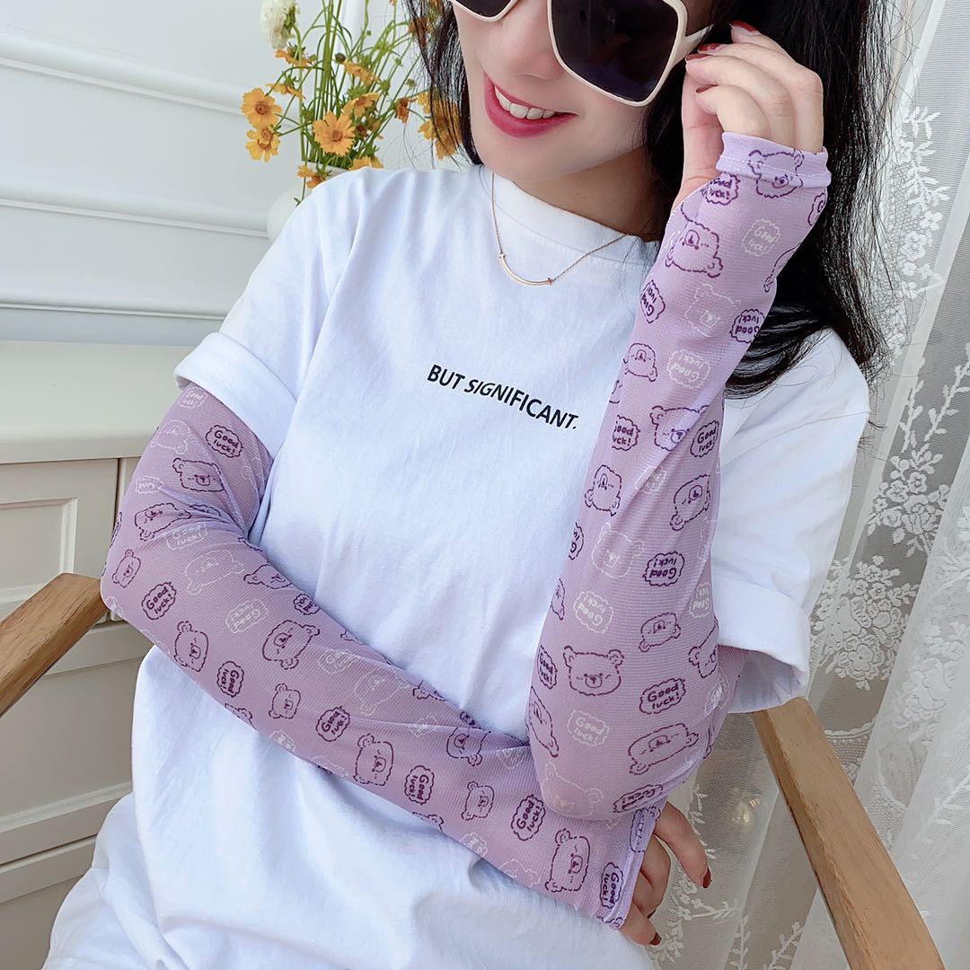 Purple Series Sun Protection Women's Oversleeves Arm Guard Mesh Oversleeve Oversleeves Outdoor Driving Ice Cute Internet Celebrity Pretty Girl