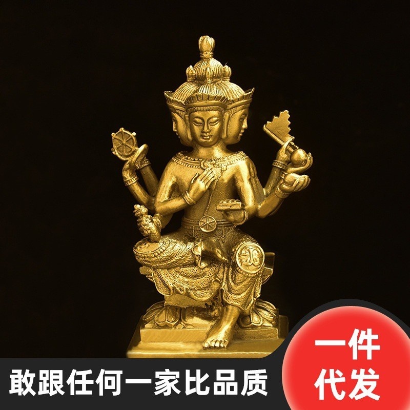 黄铜泰国四面佛摆件大梵天王家居客厅供奉佛像四面神工艺品装饰摆