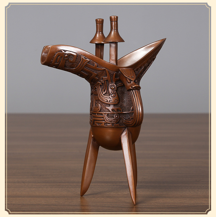 紫铜凤爵杯摆件工艺品商务办公摆设公司开业礼品