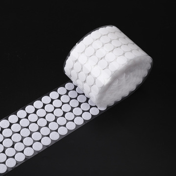 专业批发10mm背胶魔术贴带胶子母贴冲型白色圆点背胶魔术贴圆形