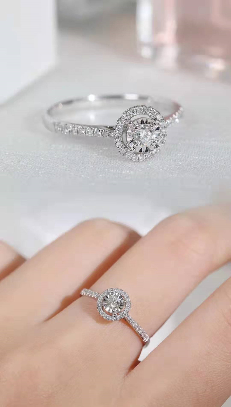 小钻戒批发南非天然10分钻石戒指女时尚满天星款18k金镶钻戒指环