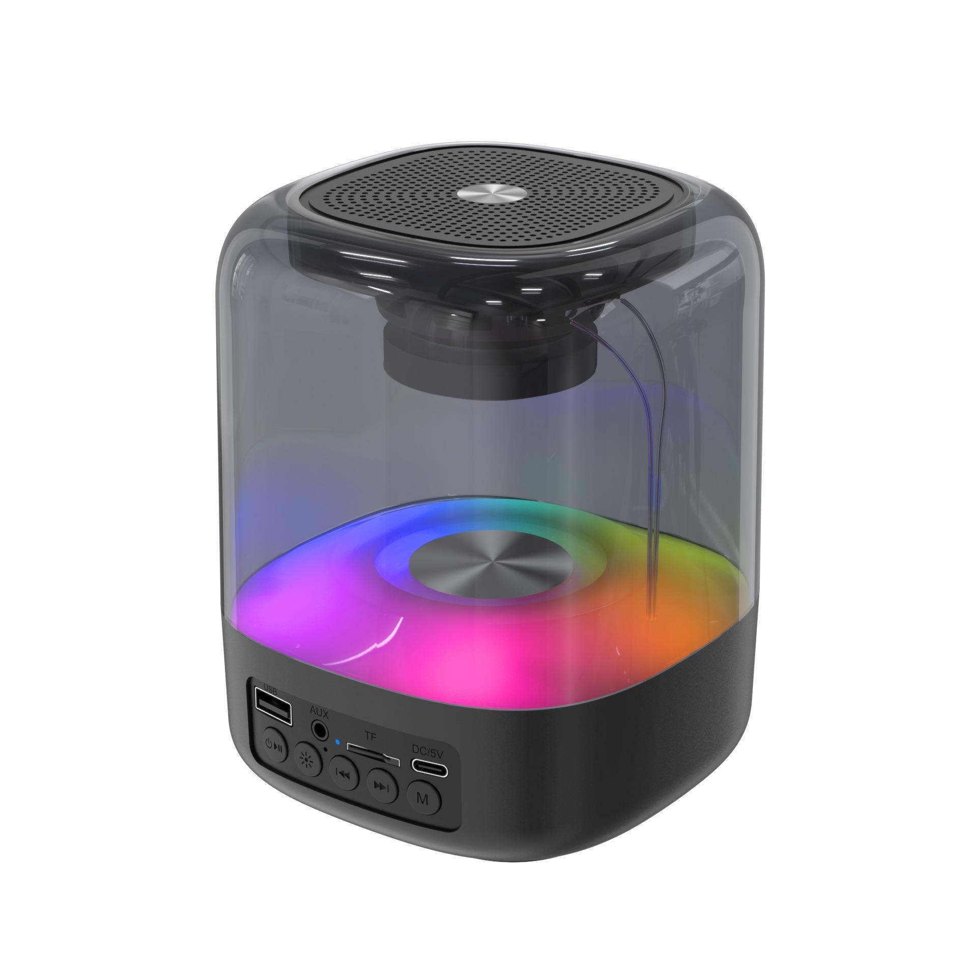 New Transparent Bluetooth Speaker RGB Colorful Wireless Home Mini Desktop Card Large Volume Overweight Low Audio