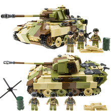 积木黑豹中型坦克猎豹歼击车诺曼底登陆武装突击炮拼装玩具