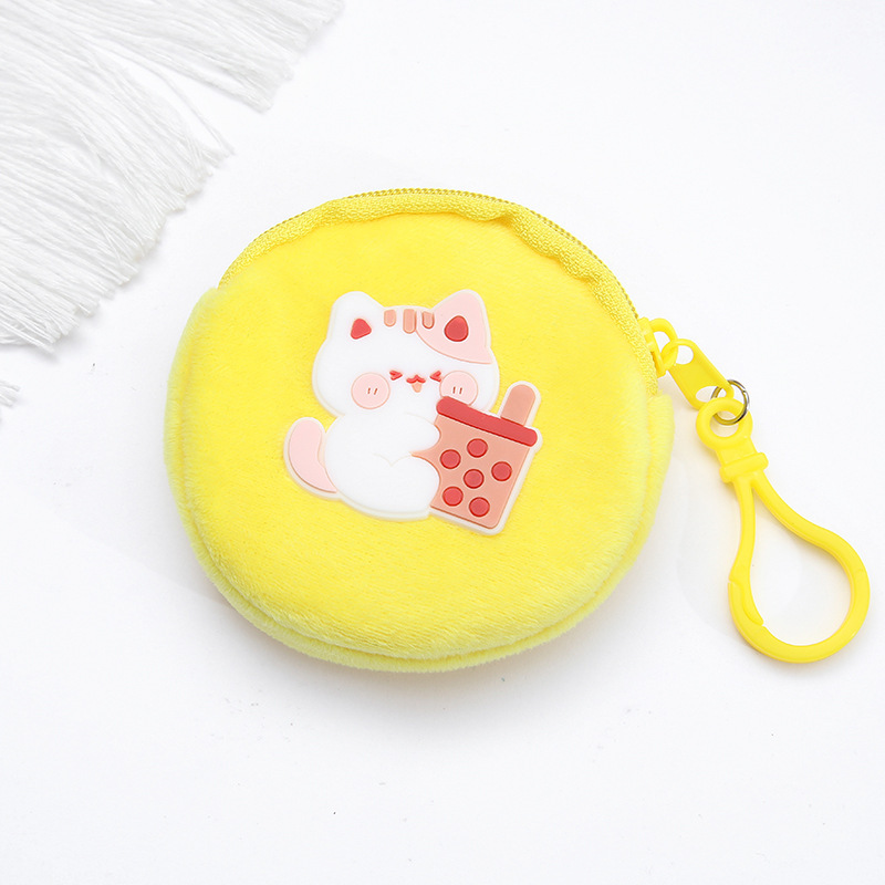 Cute Cartoon Plush Children Coin Purse Zipper Coin Bag Key Case Portable Mini Earphone Bag Protective Case