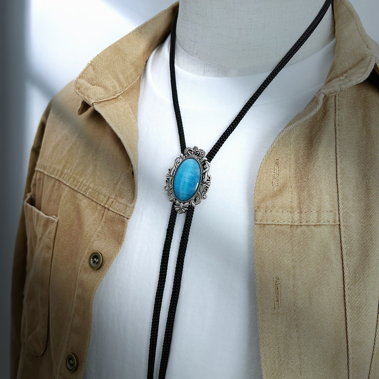 男时尚波洛领带日常穿搭单品项链西部牛仔波洛领结个性领绳可打结