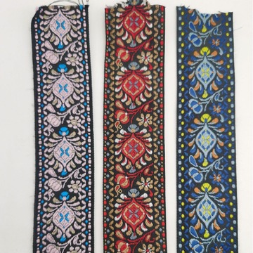 5厘米涤纶间色提花织带50mm宽红色圆圈民族风花色 新款织带背肩带