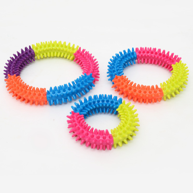 Pet Toy TPR Three-Color Thorn Ring Pet Dog Bite Multi-Color Piercing Ring Rubber the Toy Dog Dog Toy Multi-Thorn