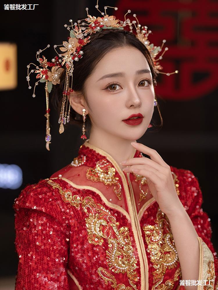 新娘头饰套装古风发冠婚嫁秀禾步摇发饰结婚饰品2023新款汉服配饰