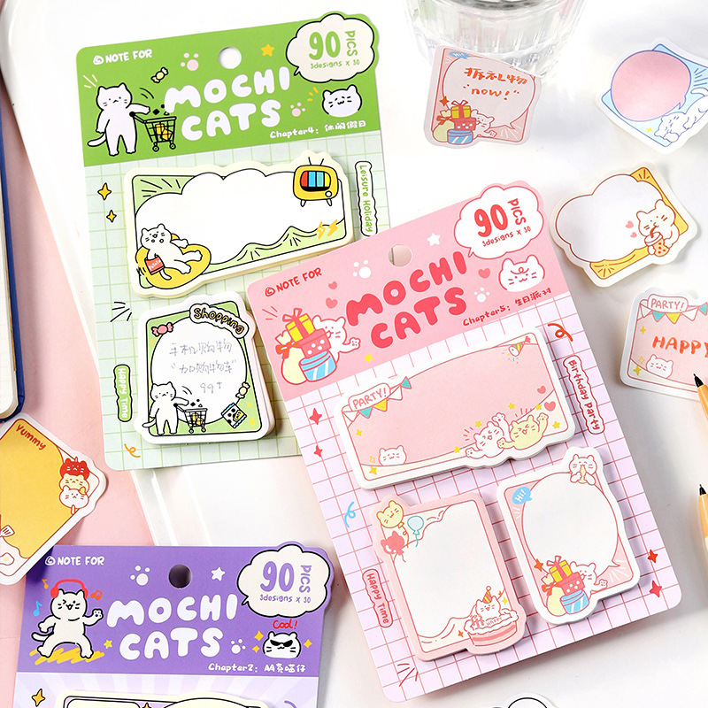 note for异形便利贴套装 年糕喵物语系列 可爱猫咪学生留言便签纸