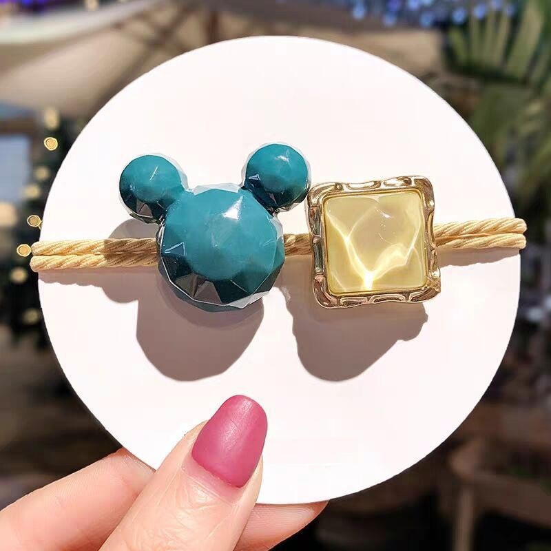 Korean Style Dongdaemun Cute Mickey Mouse Hair Band for Girls Rubber Band Hair Tie Internet-Famous Hair Band Female Hair Ring