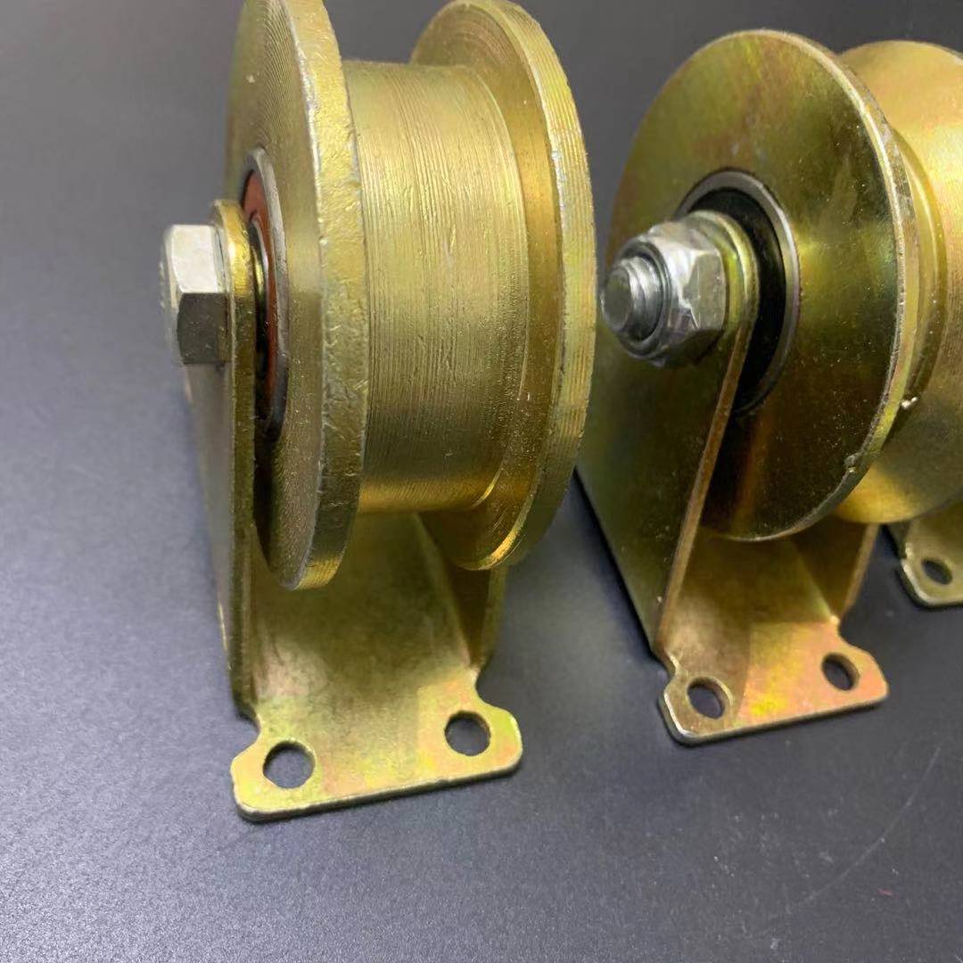 v轮u轮h轮加厚重型镀彩滑轮三角铁导轨轮全铁轨道滑轮钢丝绳轮