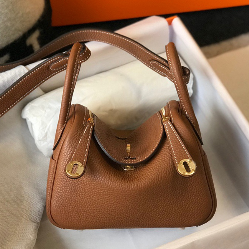 2023 New Mini Lindy Bag First Layer Cowhide Doctor Bag Hand-Carrying Genuine Leather Women's Bag Shoulder Crossbody Bag Pillow