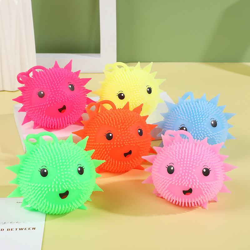 Children's Decompression SUNFLOWER Squeezing Toy Luminous Toys Funny Quirky Hedgehog Hairy Ball Vent Ball Toys Wholesale