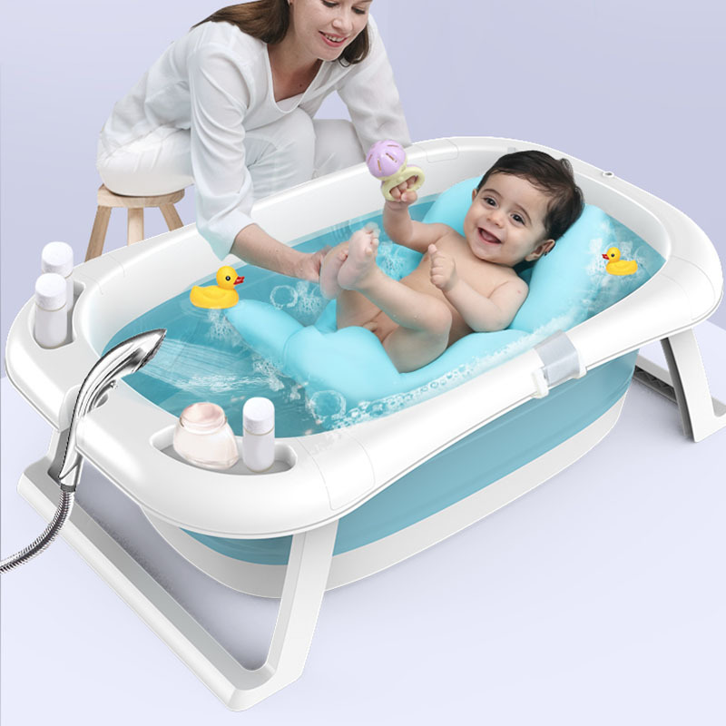 Baby's Folding Bath Tub Children's Bath Tub Home Baby Newborn Baby Sitting and Lying Large Baby Bath Tub