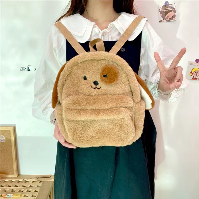 New Puppy Plush Toy Doll Cute Cartoon Soft Cute Backpack Large Capacity Plush Backpack for Women
