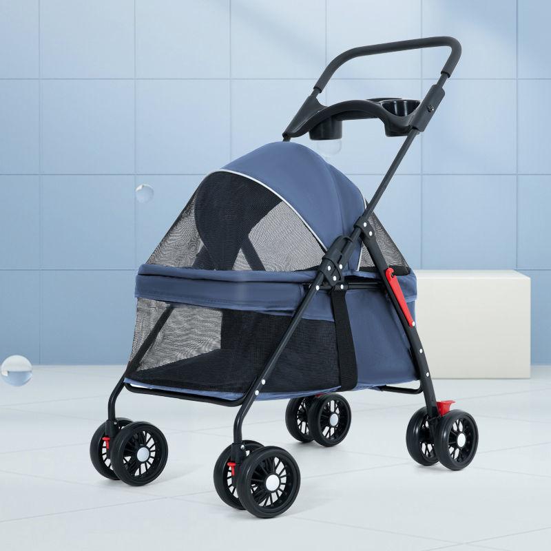 Pet Stroller Dogs and Cats Dog Cat Teddy Baby Stroller out Light-Duty Vehicle Dog Car Portable Foldable Delivery