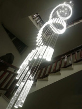 楼梯吊灯水晶吊灯别墅复式楼旋转客厅中空大吊灯楼梯间超长吊灯