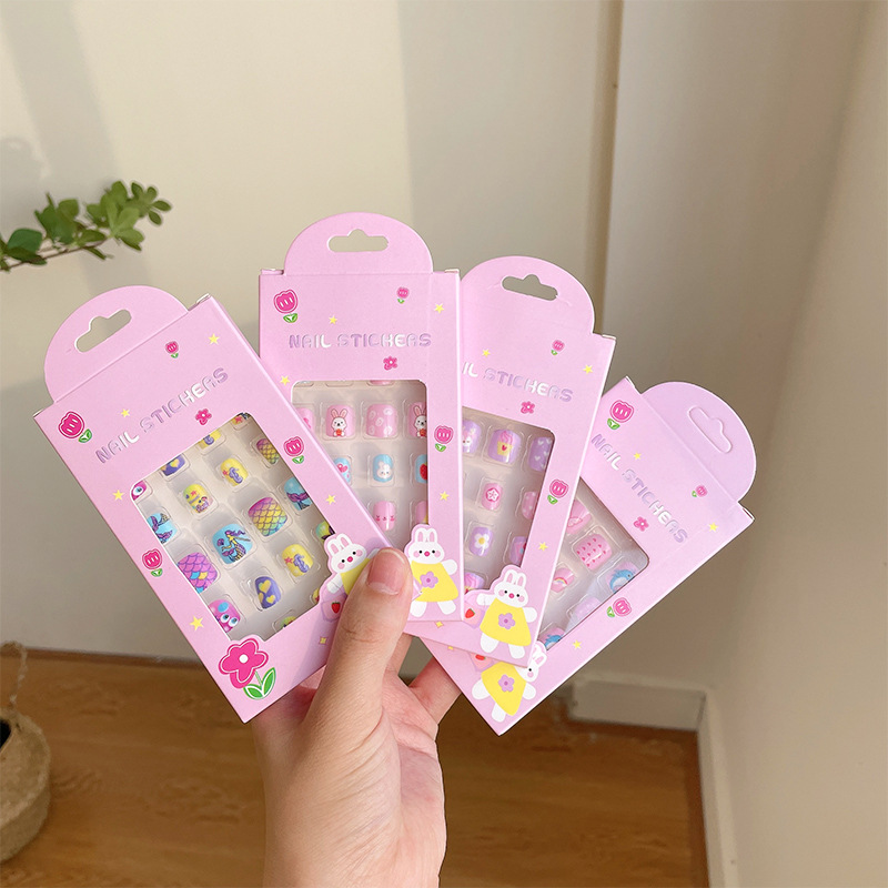 Children's Little Girl Removable Nail Sticker Cartoon Cute Baby Self-Adhesive Jelly Glue Sweet Princess Nail Stickers