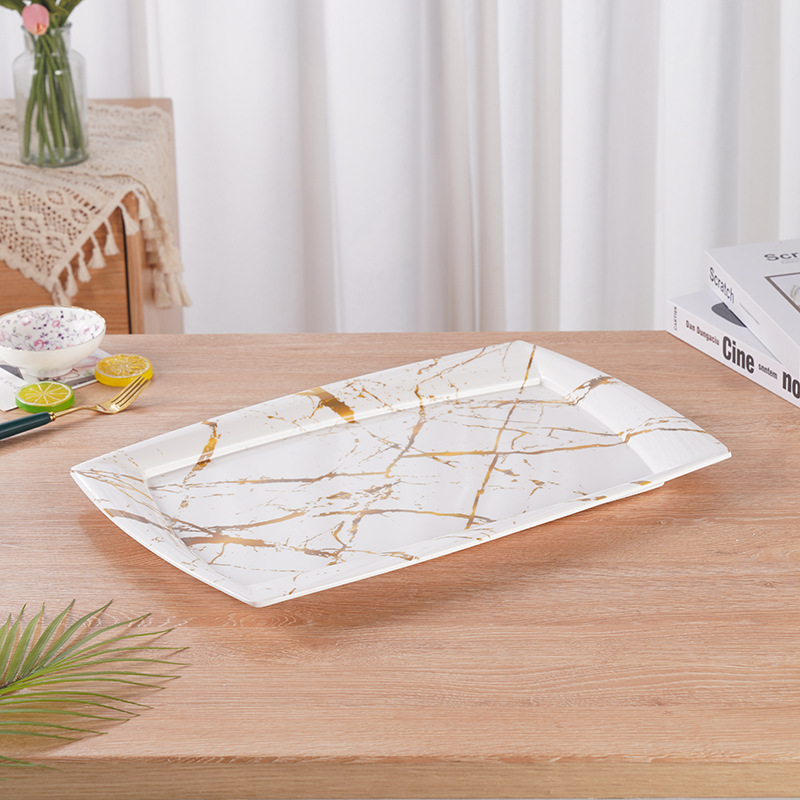 Creative Nordic Shaped Household Tea Set Tray Melamine Fruit Snack Dish Imitation Porcelain Tableware Tray Melamine Plate