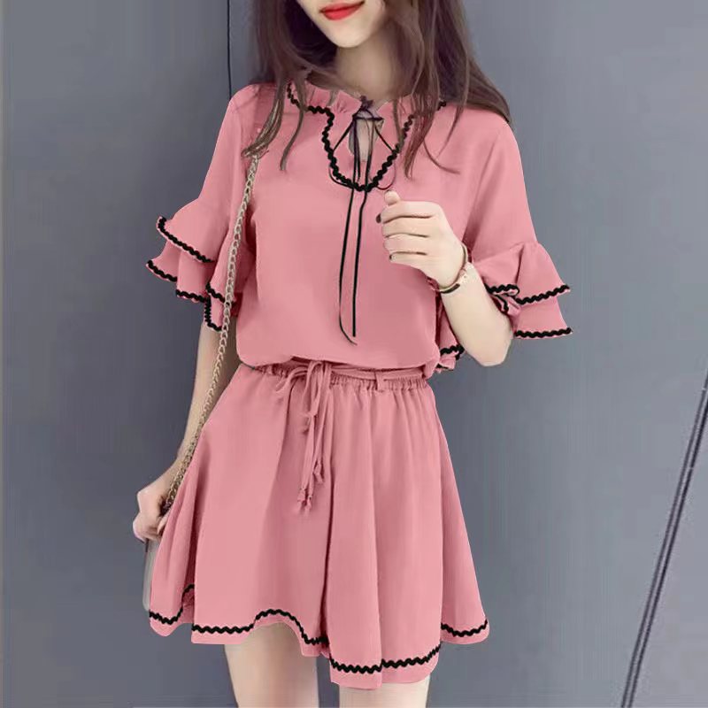 2024新款韩版宽松衣服女装时尚休闲俩件显瘦短裤套装胖mm连衣裙夏