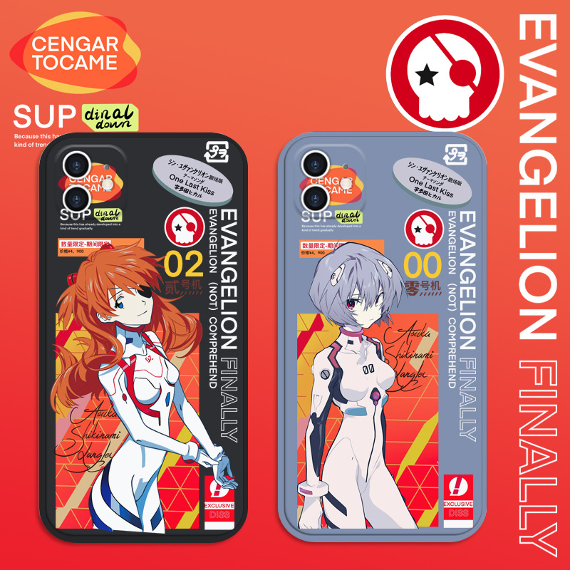 适用eva明日香福音战士绫波丽适用于苹果12pro手机壳直边软壳prom