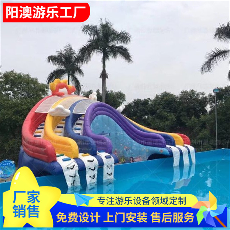 充气水上城堡湖面浮岛大型闯关滑梯跳床海洋球蹦蹦云儿童水上乐园