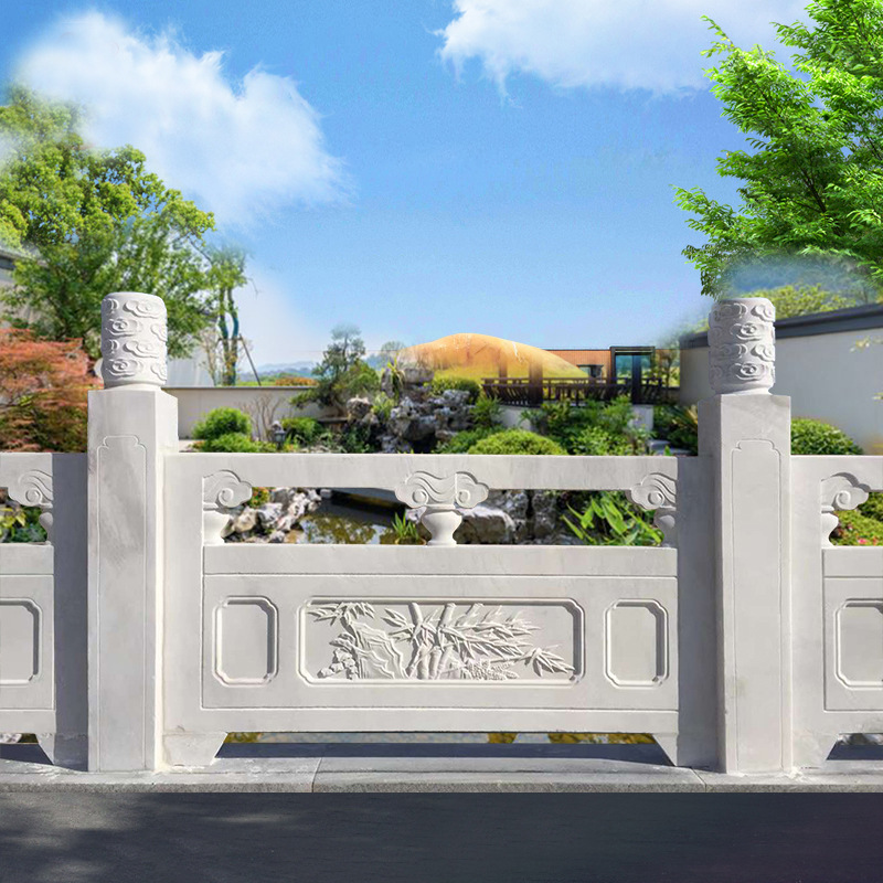 石雕栏板汉白玉护栏大理石栏板公园河道旗台护栏别墅内外围栏