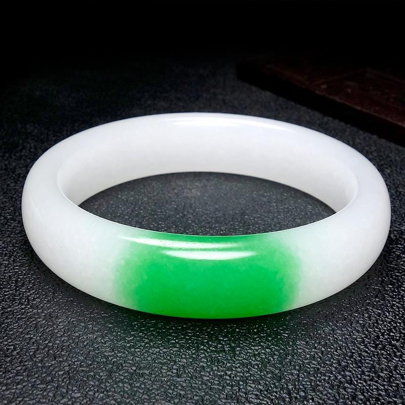 新疆和田玉色羊脂级白玉阿富汗玉手镯青海料翠青飘翠白玉镯子