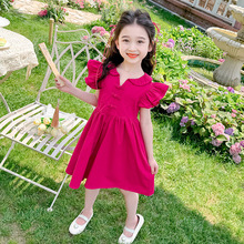 女童新中式国风薄款连衣裙2024新款夏季儿童洋气纯色小飞袖背心裙