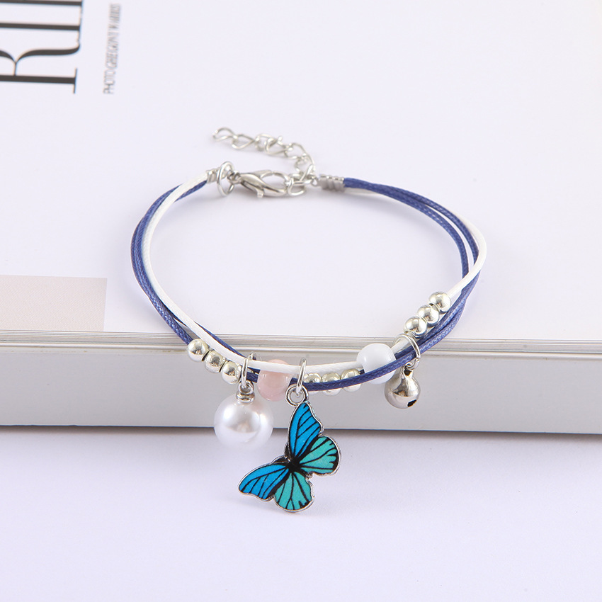 Handmade Popular Blue Butterfly Bracelet Female Cold Style Ins Style Design Couple Internet Celebrity Bracelet Ornament Bracelet Chain