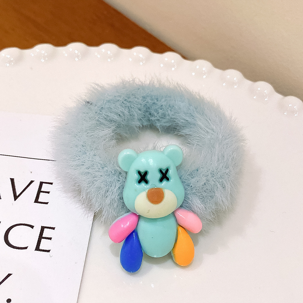 Autumn and Winter Plush Cartoon Hair Rope for Girls Cute Hair Ring Durable Not Hurt Hair Tie Hair Rubber Band Baby Hair Ring Hair Accessories