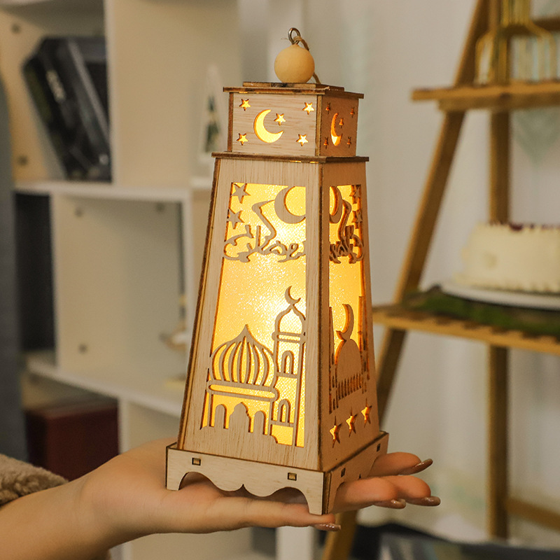 Wooden Led Wooden Moon-Light Lamp Ball Lamp Muslim Holiday Decorative Lamp Bedroom Guerbang Atmosphere Modeling Lamp