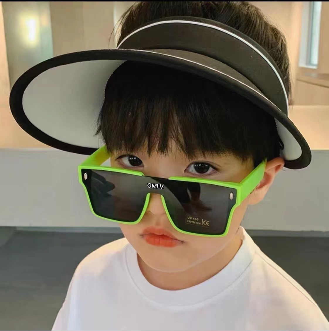 Kids Sunglasses Trendy Boys and Girls Fashion Street Shooting One-Piece Large Frame Glasses Baby Hd Uv-Proof Sunglasses