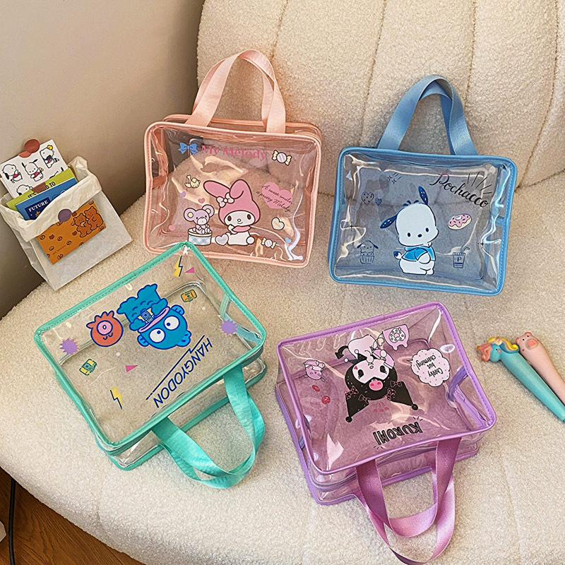 japanese style pvc packet cute three european colorful ins cosmetic bag portable girl portable cosmetic bag transparent bag