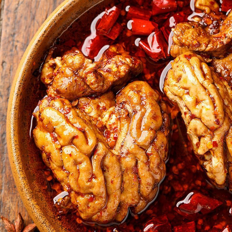 猪脑花即食熟食卤菜烤冒脑花麻辣卤味肉食四川成都特产猪大脑零食