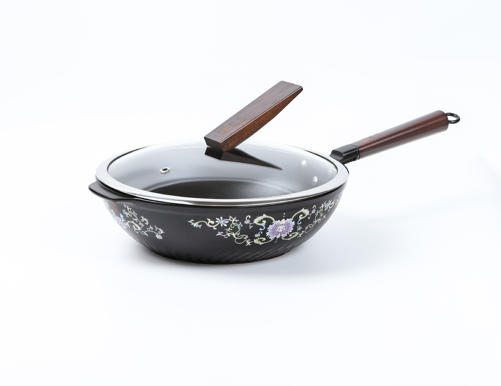 景德镇陶瓷炒锅珐琅彩不粘锅家用炒菜明火健康无涂层带盖炒锅批发