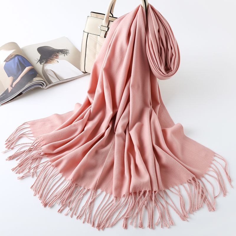 A Variety of Solid Color Artificial Cashmere Scarf Women's Single Color Thickened Warm Bib Shawl Gift Red Scarf Wholesale Delivery