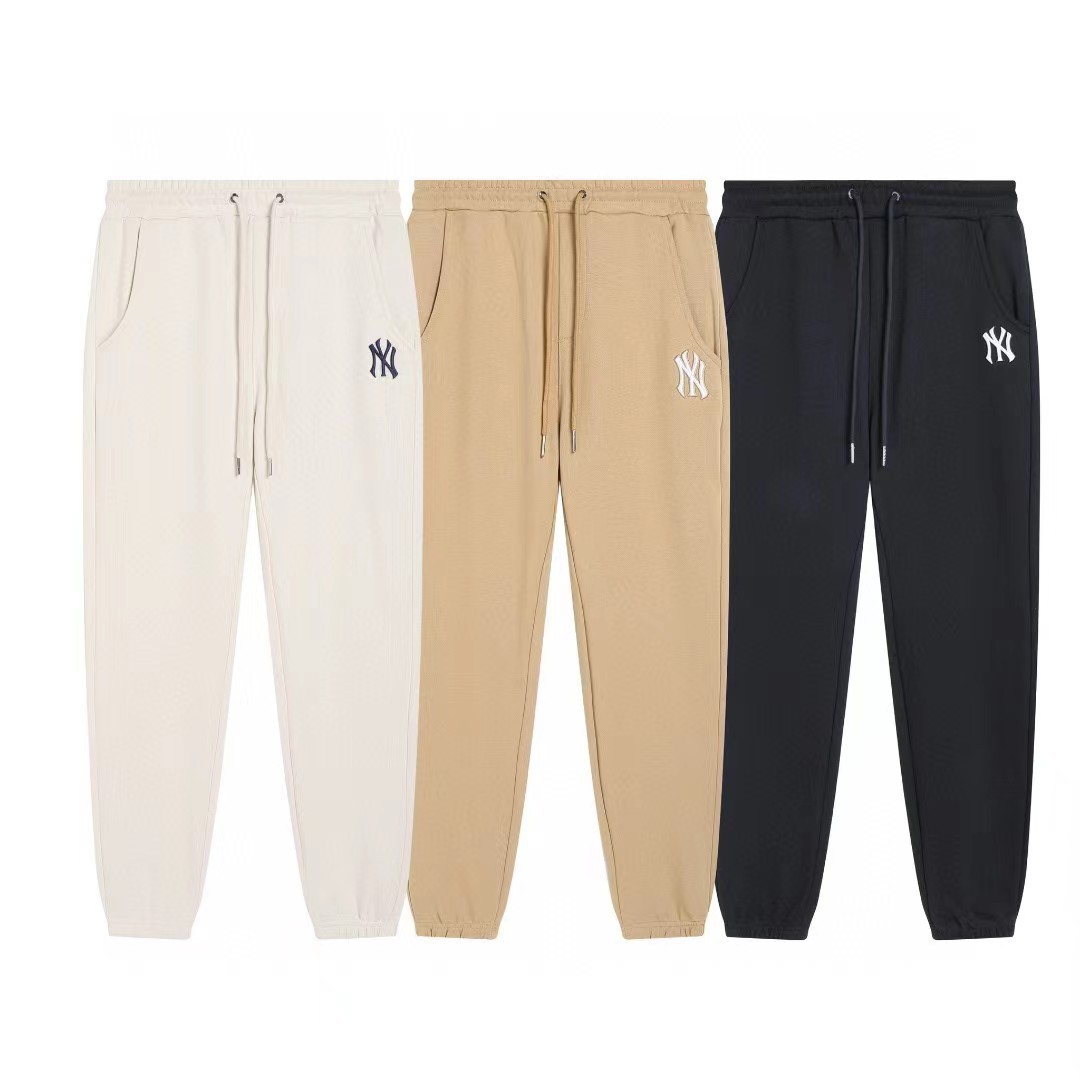 mlb秋季男女卫裤潮流休闲裤ny刺绣舒适情侣新款运动裤棉纯色长裤