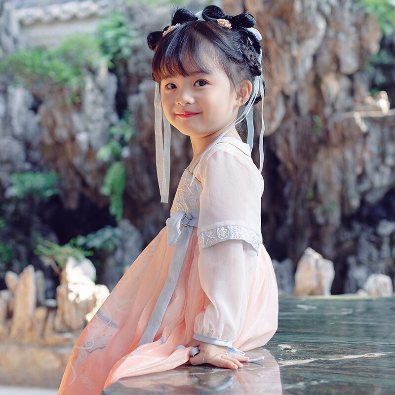 汉服女宝宝春装2021新款襦裙2岁小儿童3中国风4古装5小女孩连衣裙
