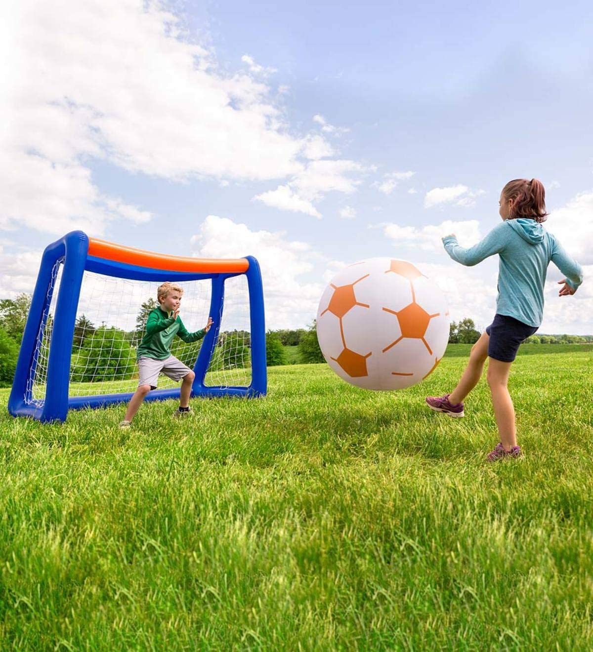 儿童足球门pvc充气球门 足球网室内户外运动玩具外院游戏