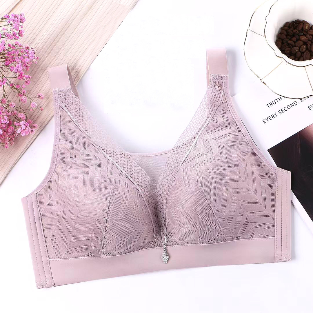 2022新款无钢圈任意裁大胸聚拢薄款防走光文胸大杯女