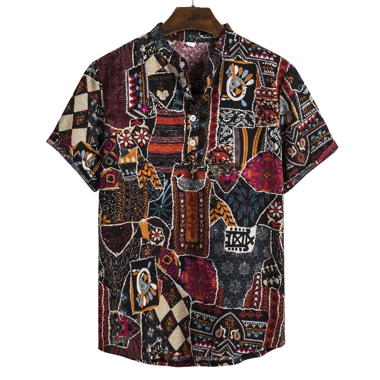 柬埔寨男装老挝泰国服装泰式缅甸服饰东南亚风情装旅游亚麻polo衫