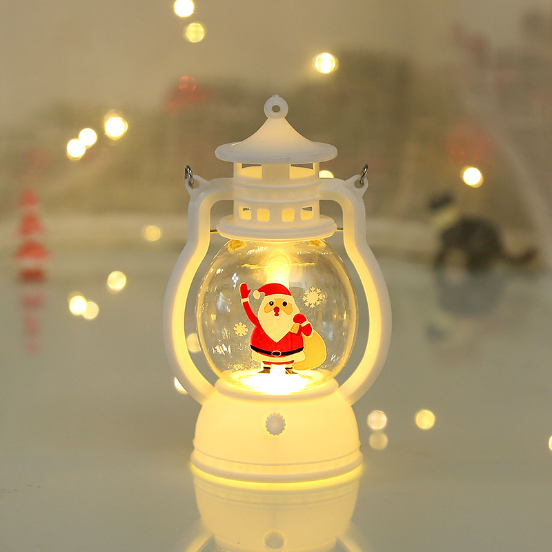 Christmas Storm Lantern LED Electronic Candle Christmas Eve Elderly Snowman Baking Decoration Scene Portable Small Oil Lamp Batch