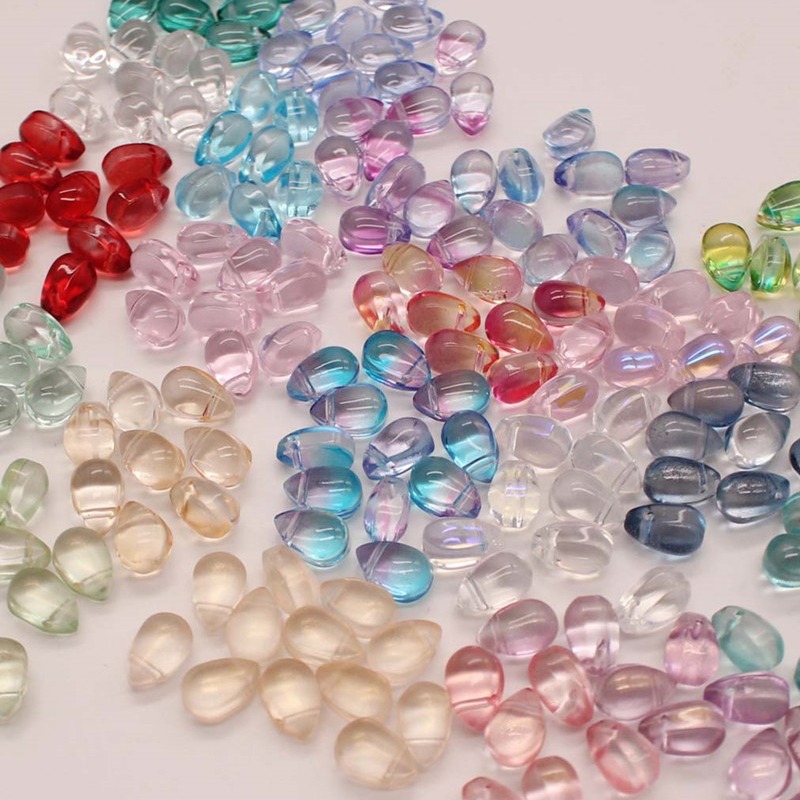 15个 diy汉服COS簪棍发冠材料捷克琉璃水滴珠镀彩玻璃珠配件